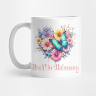 HEART IN HARMONY, FLORAL BUTTERFLY MENTAL HEALTH QUOTES, SELF LOVE QUOTES Mug